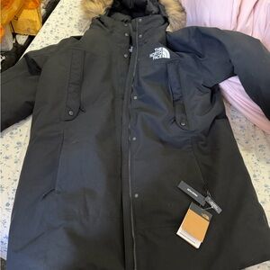The North Face Women’s Black Puffer Coat with Fur Trim
